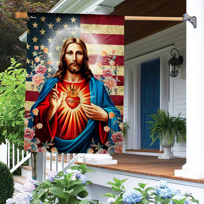 Flagwix American Flag - The Sacred Heart Of Jesus American Flag