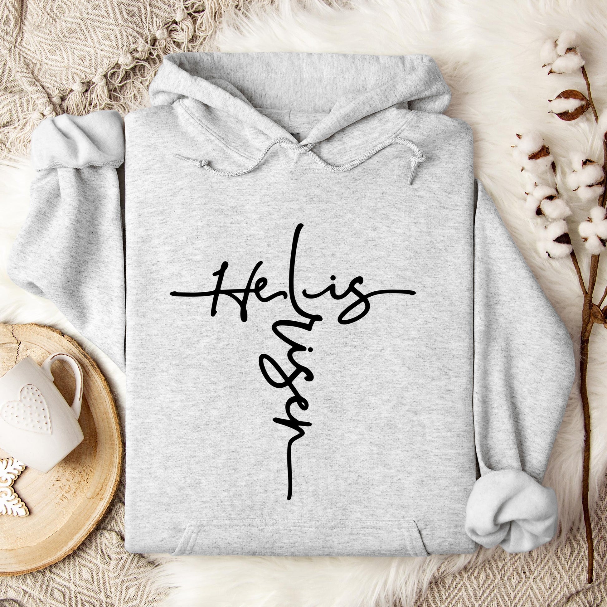 He Is Risen Cross Hoodie