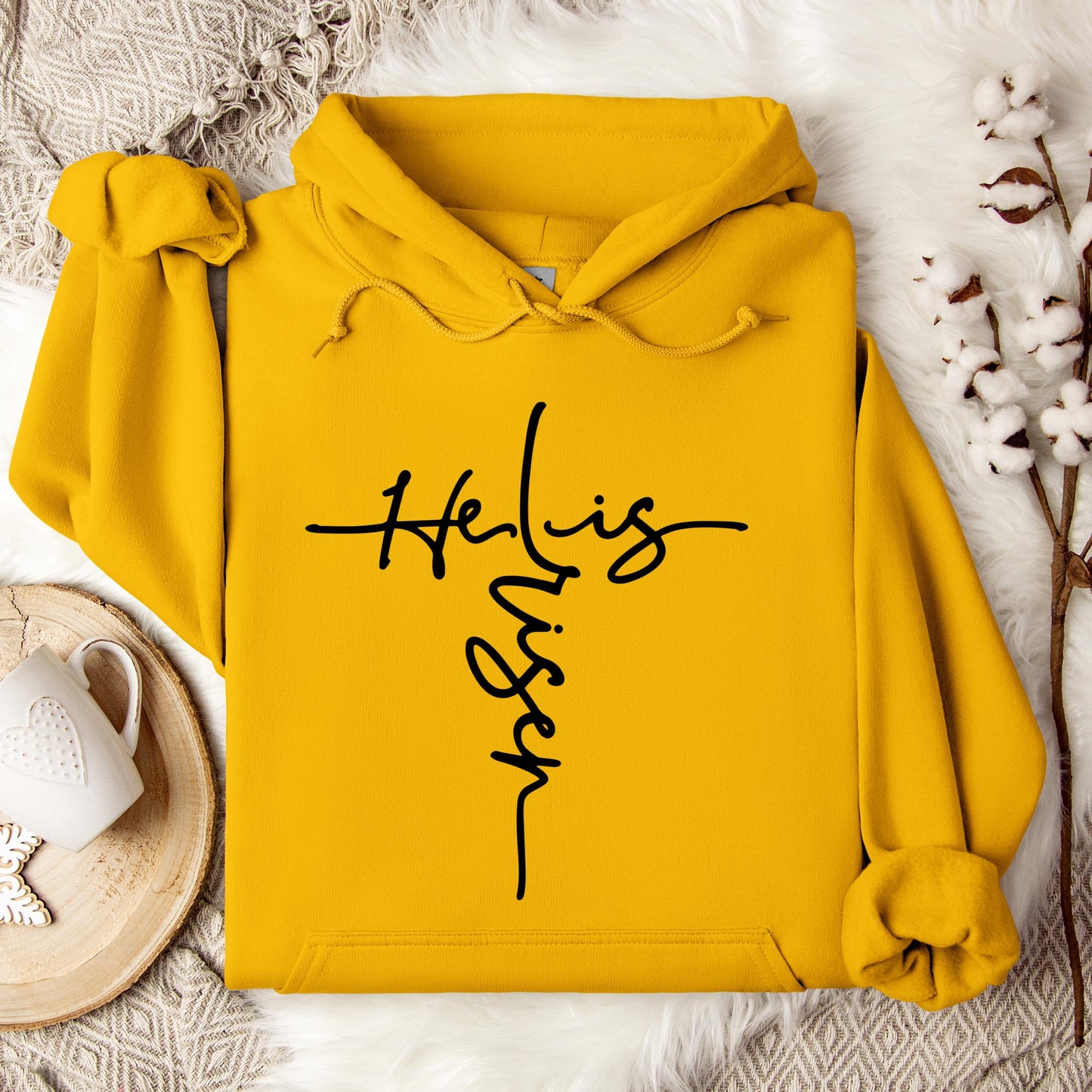 He Is Risen Cross Hoodie