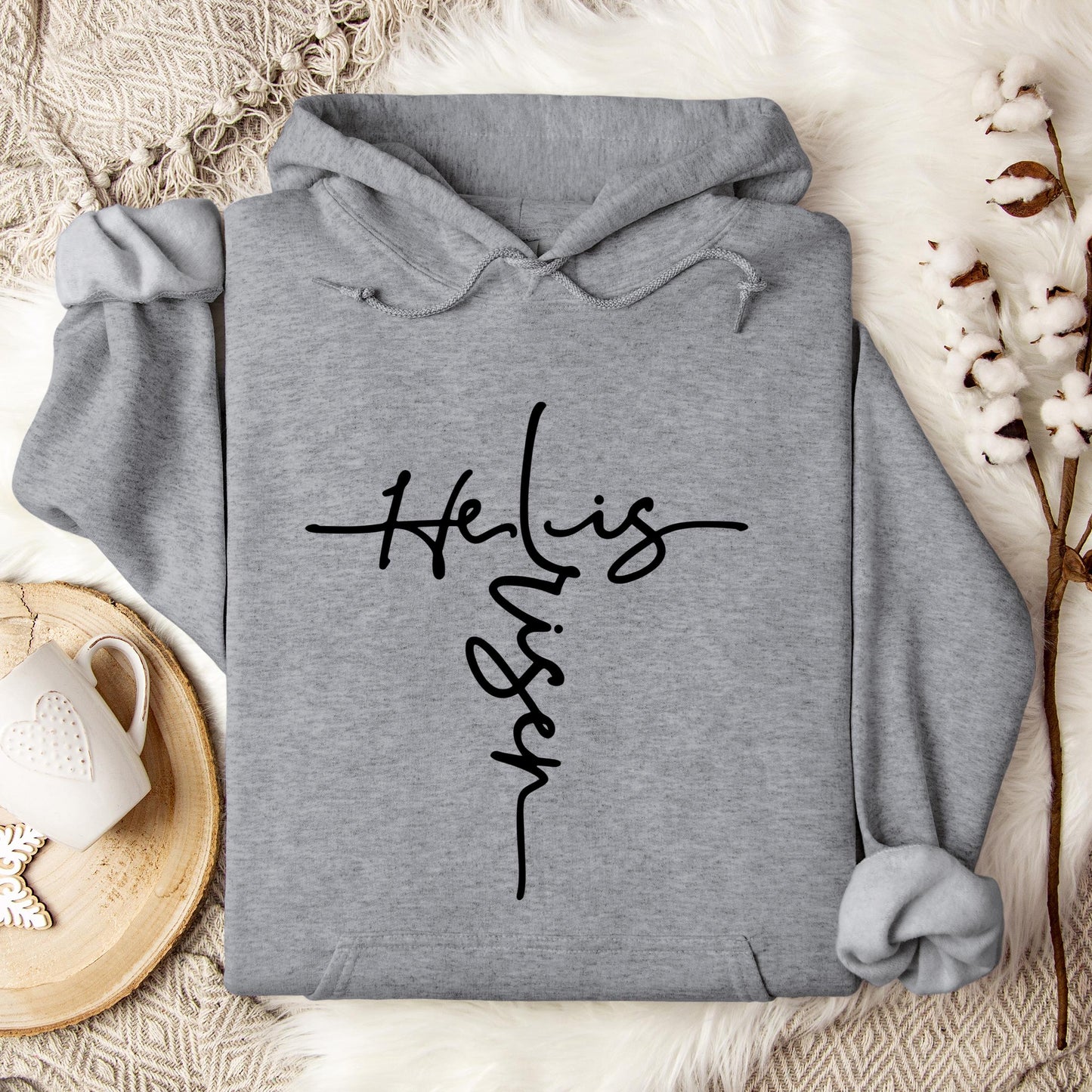 He Is Risen Cross Hoodie