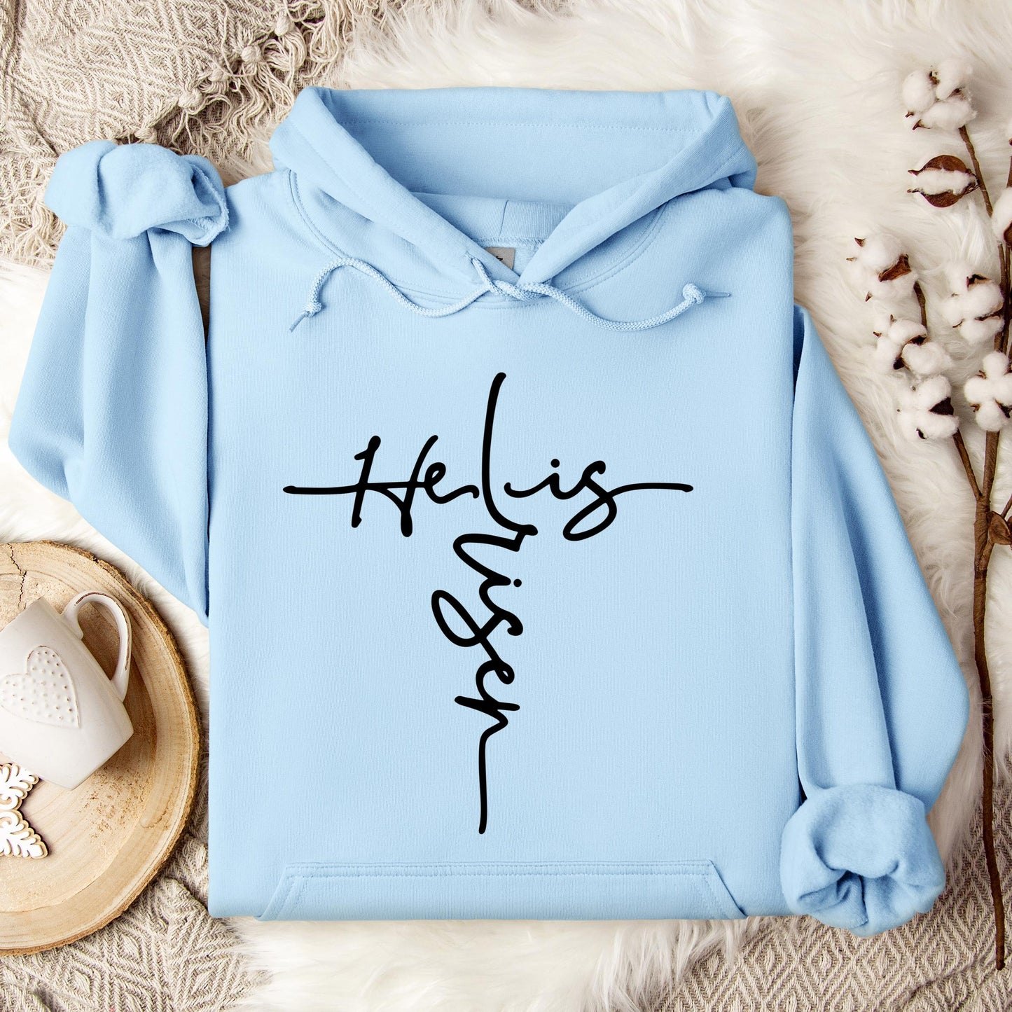 He Is Risen Cross Hoodie