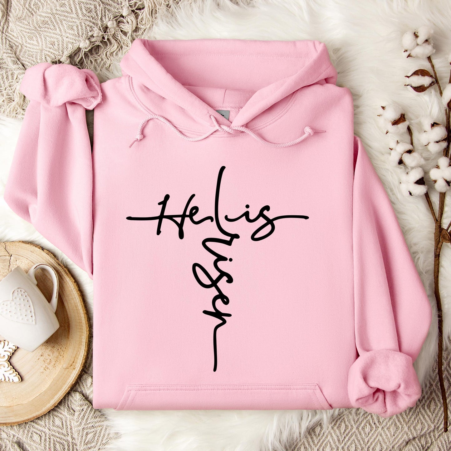 He Is Risen Cross Hoodie
