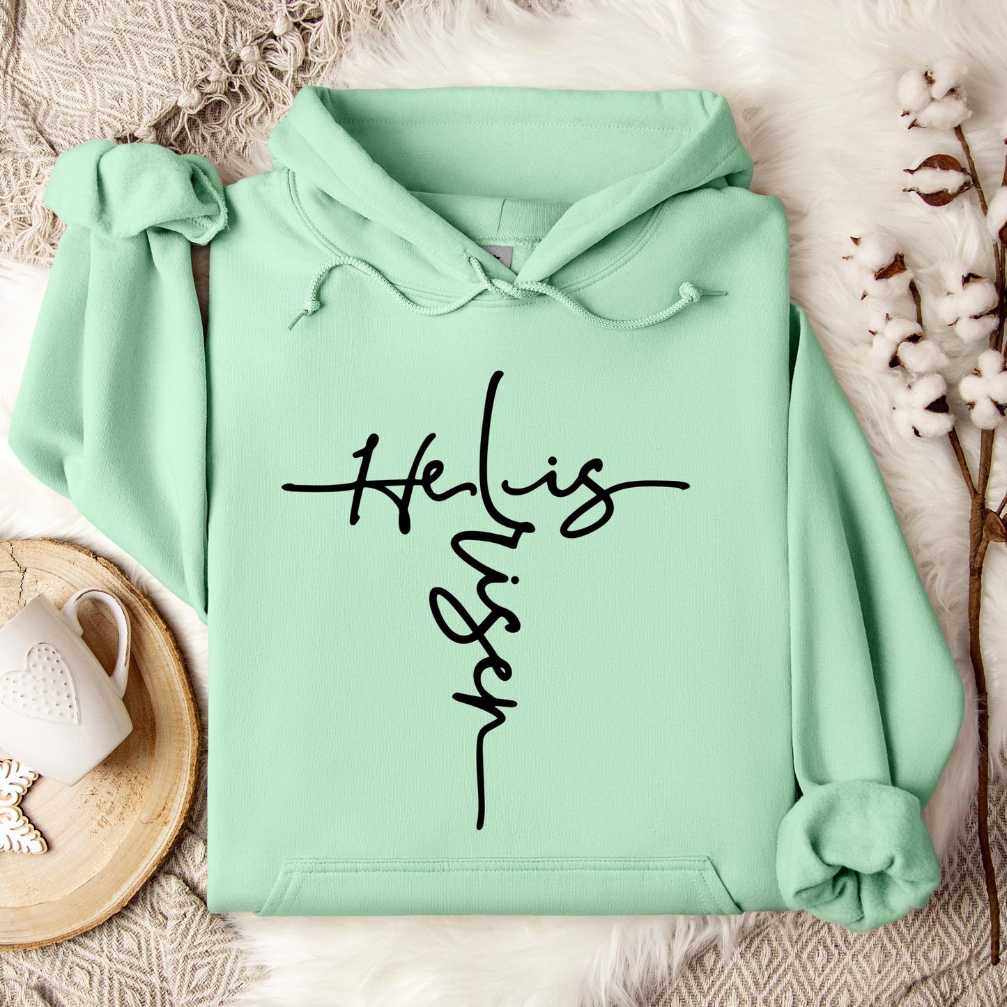 He Is Risen Cross Hoodie