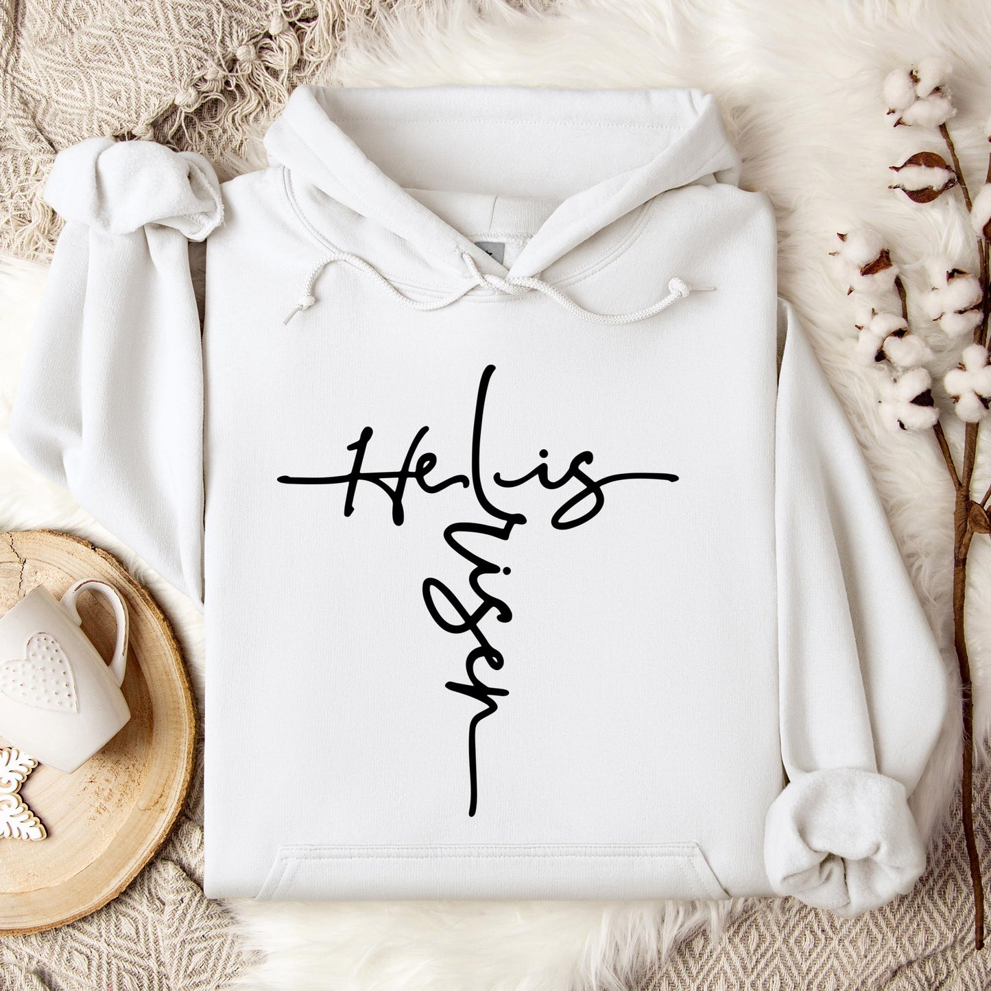He Is Risen Cross Hoodie