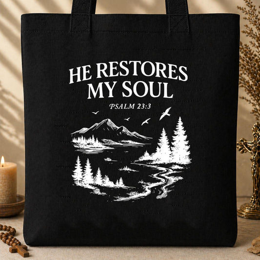 He Restores My Soul Psalm 23.3 01 Tote Bag