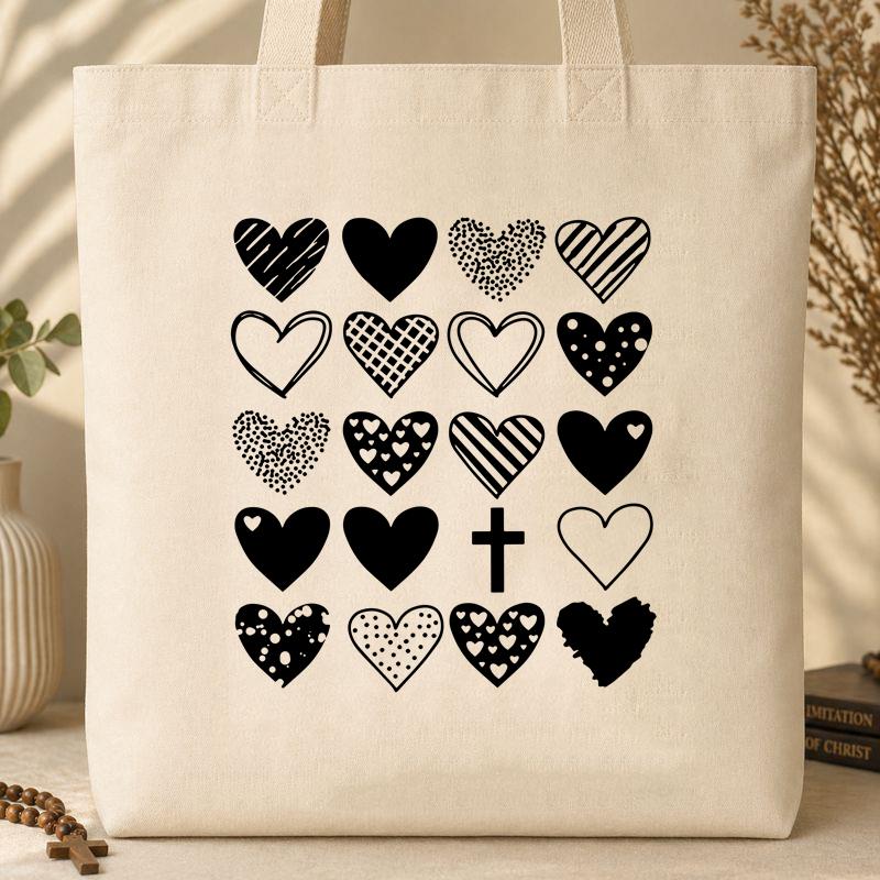 Heart And Cross Tote Bag