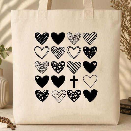 Heart And Cross Tote Bag