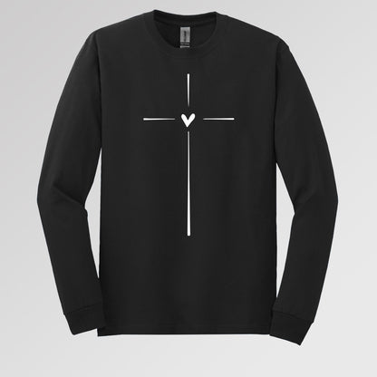 Heart Cross Long Sleeve T-Shirt