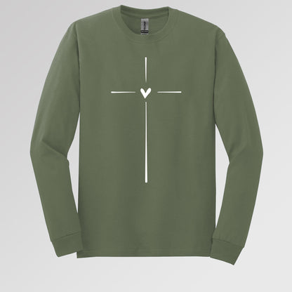Heart Cross Long Sleeve T-Shirt