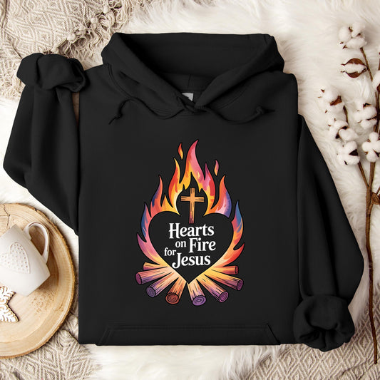 Hearts On Fire For Jesus Hoodie