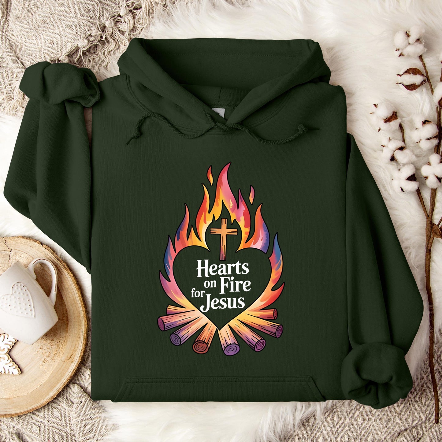 Hearts On Fire For Jesus Hoodie