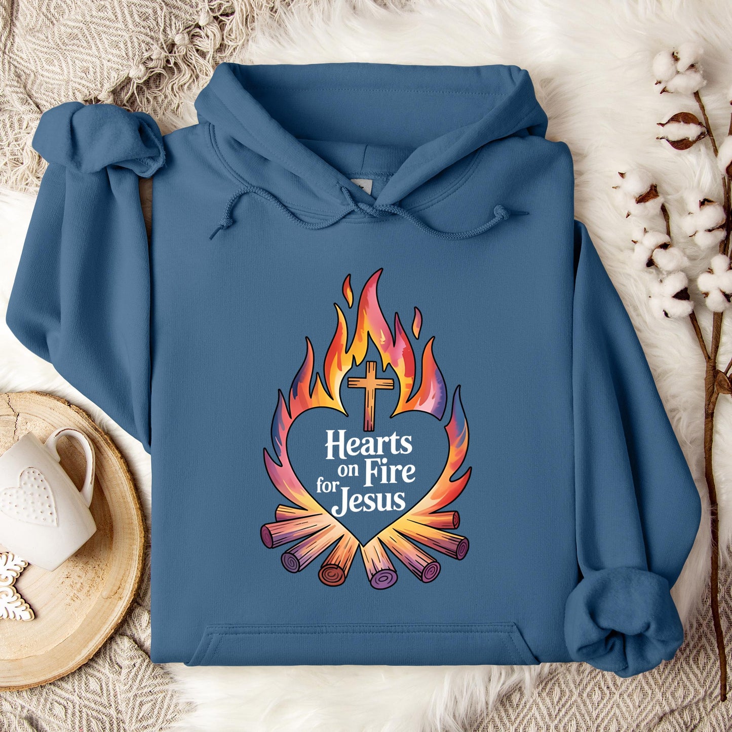 Hearts On Fire For Jesus Hoodie