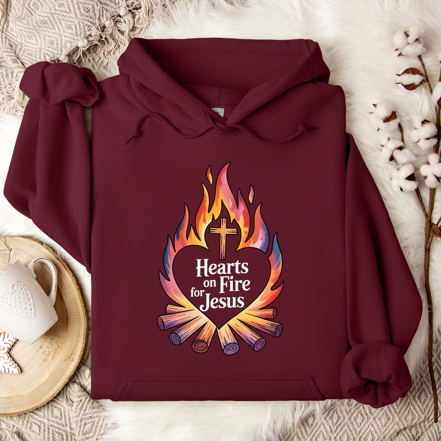 Hearts On Fire For Jesus Hoodie