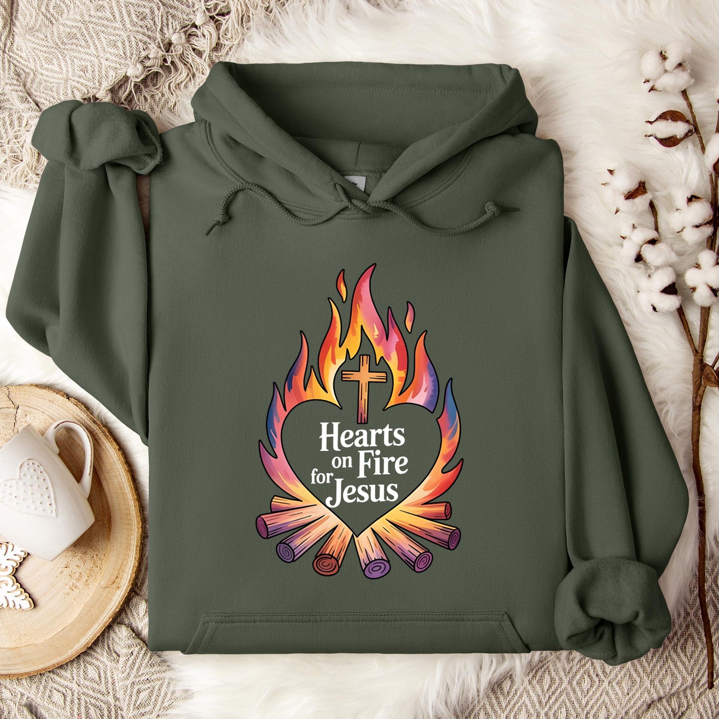 Hearts On Fire For Jesus Hoodie