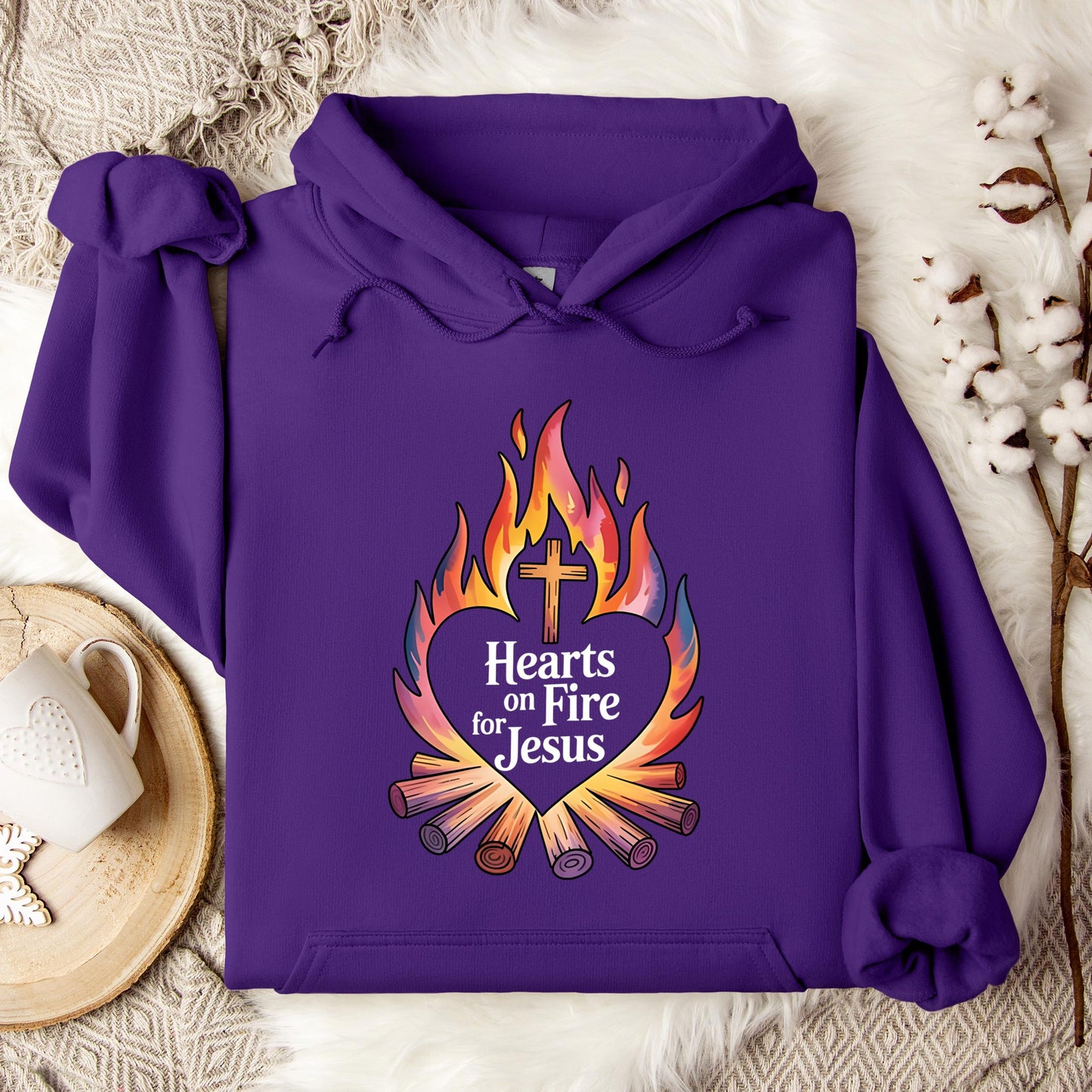 Hearts On Fire For Jesus Hoodie