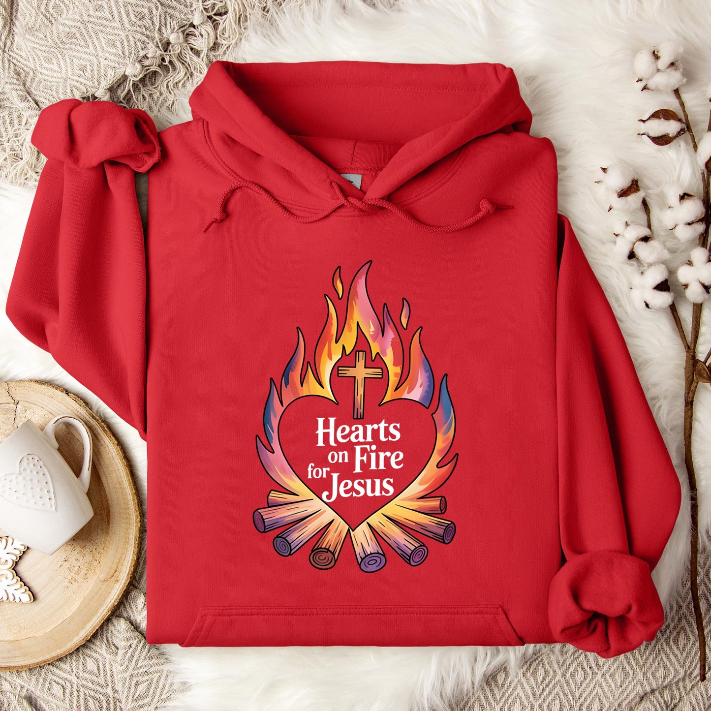 Hearts On Fire For Jesus Hoodie