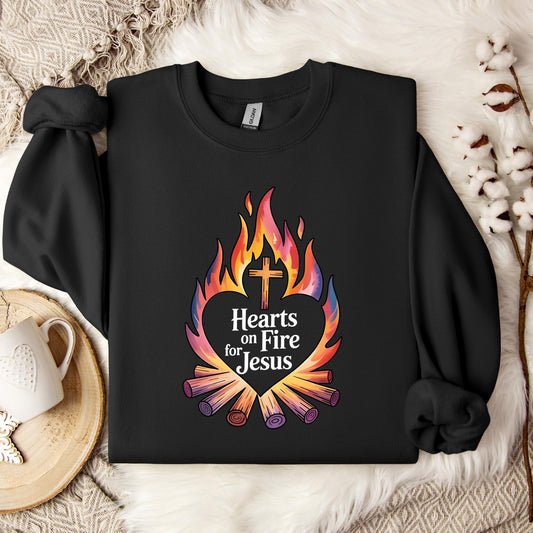 Hearts On Fire For Jesus Sweatshirt