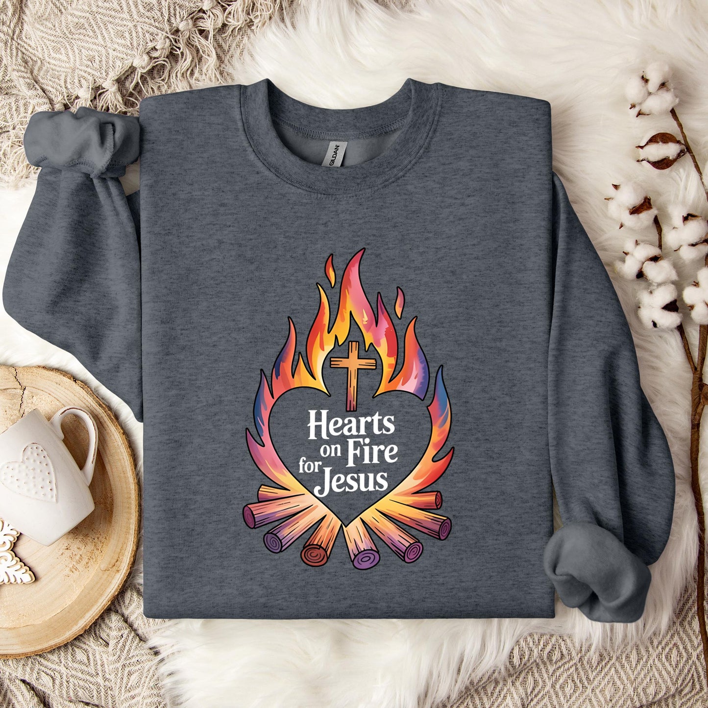 Hearts On Fire For Jesus Sweatshirt
