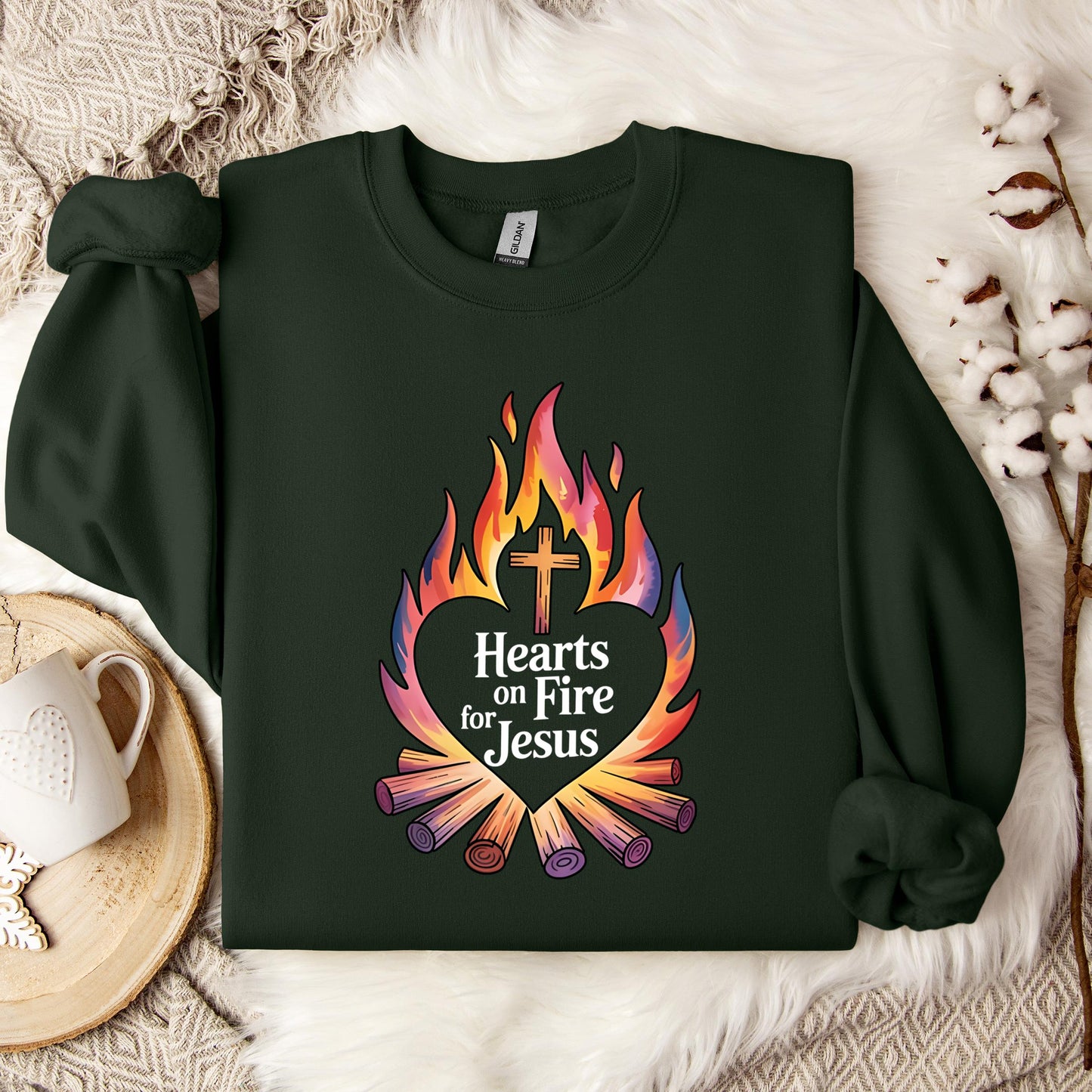 Hearts On Fire For Jesus Sweatshirt