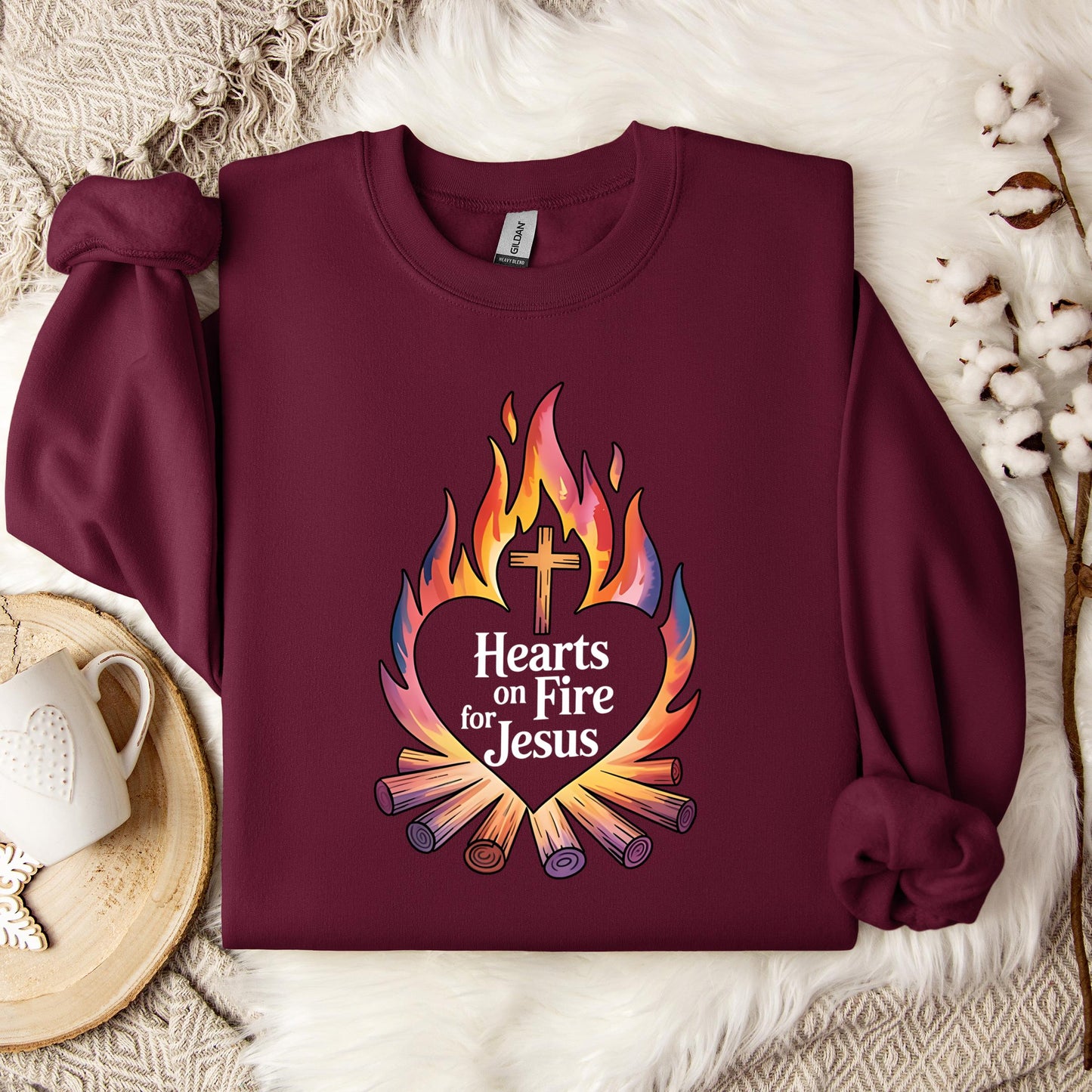 Hearts On Fire For Jesus Sweatshirt