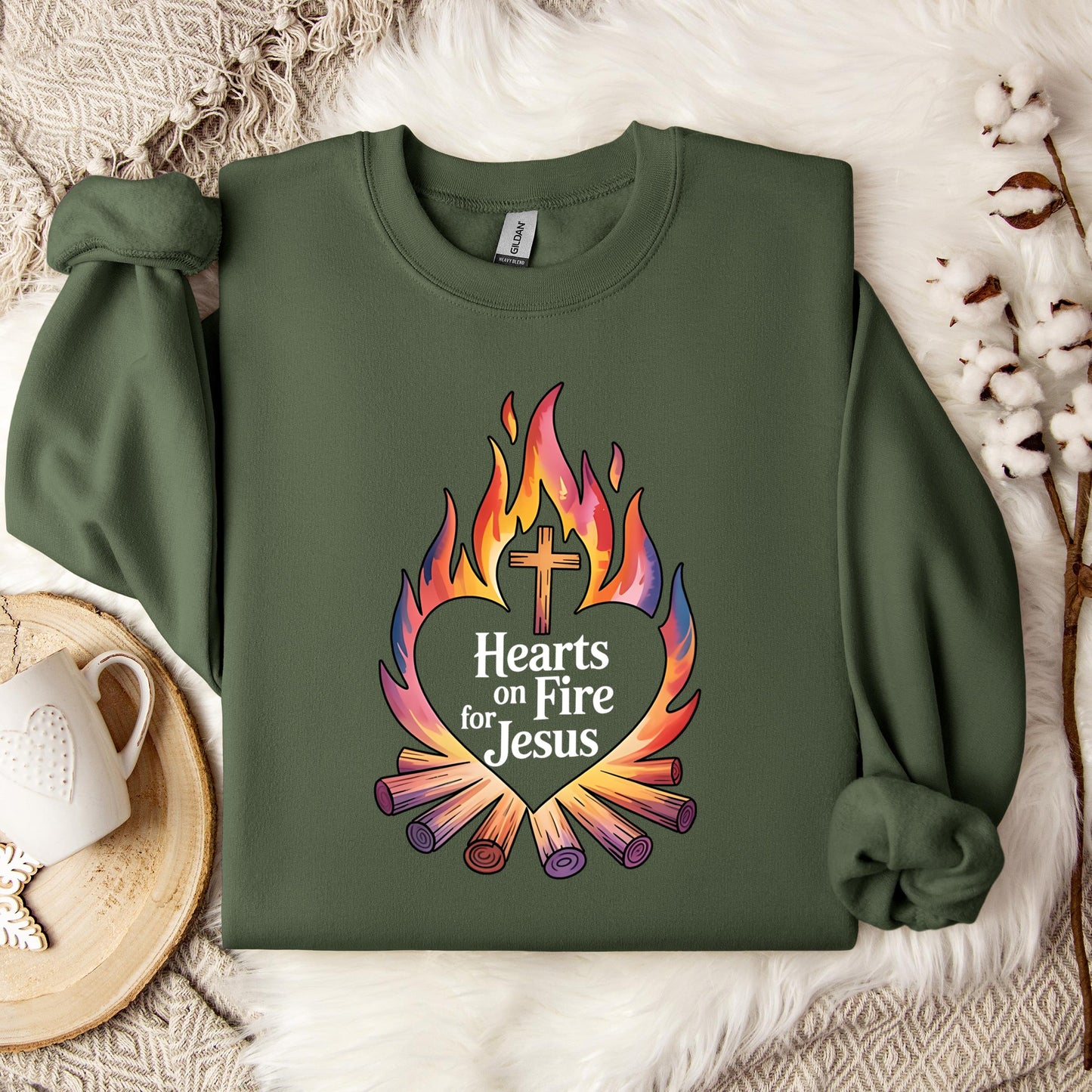 Hearts On Fire For Jesus Sweatshirt