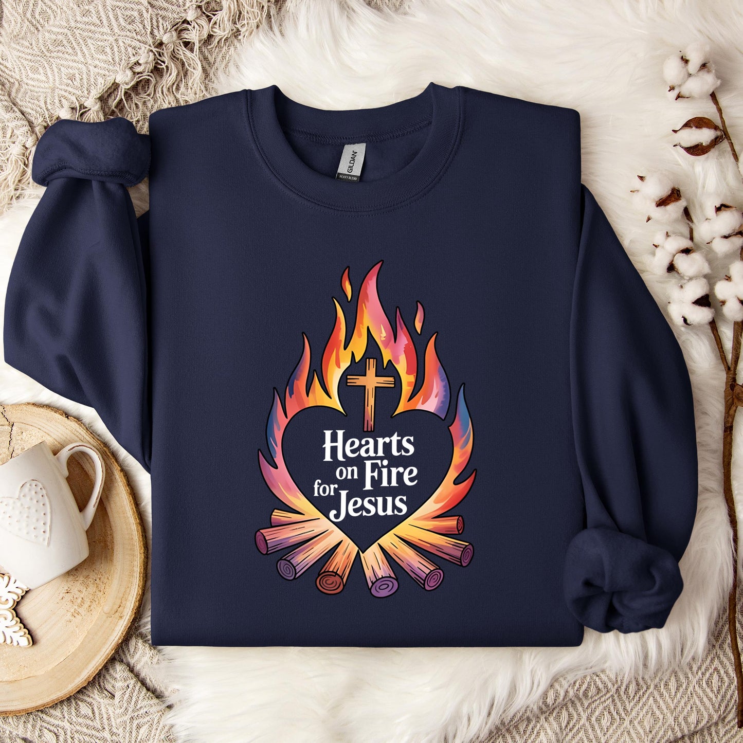Hearts On Fire For Jesus Sweatshirt