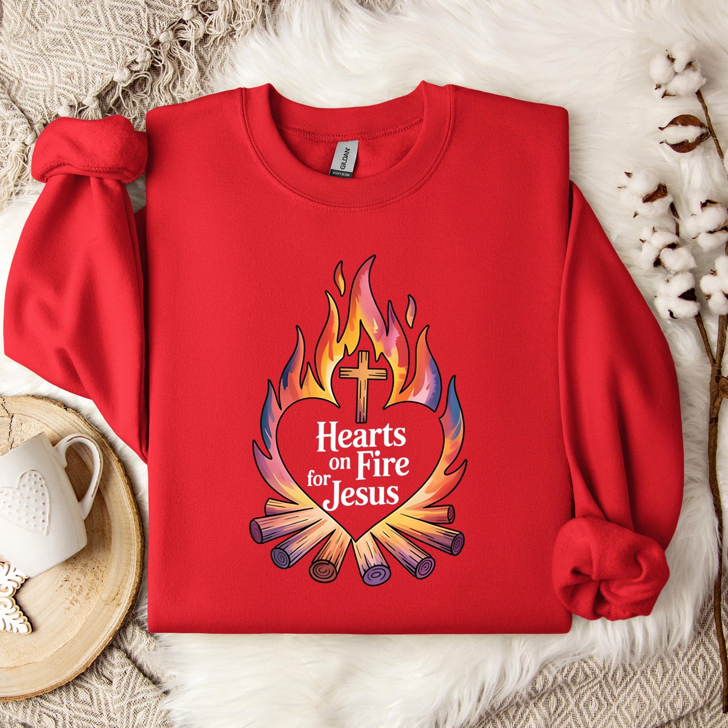 Hearts On Fire For Jesus Sweatshirt