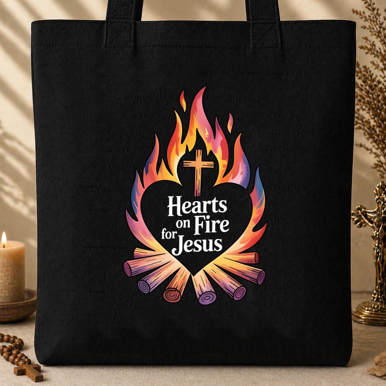 Hearts On Fire For Jesus Tote Bag