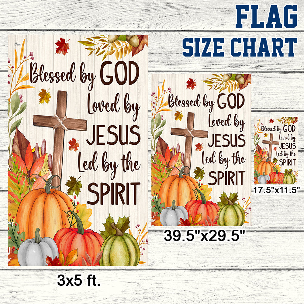 Fall Christian Cross Flag Blessed By God Loved By Jesus Led By The Spirit Flag