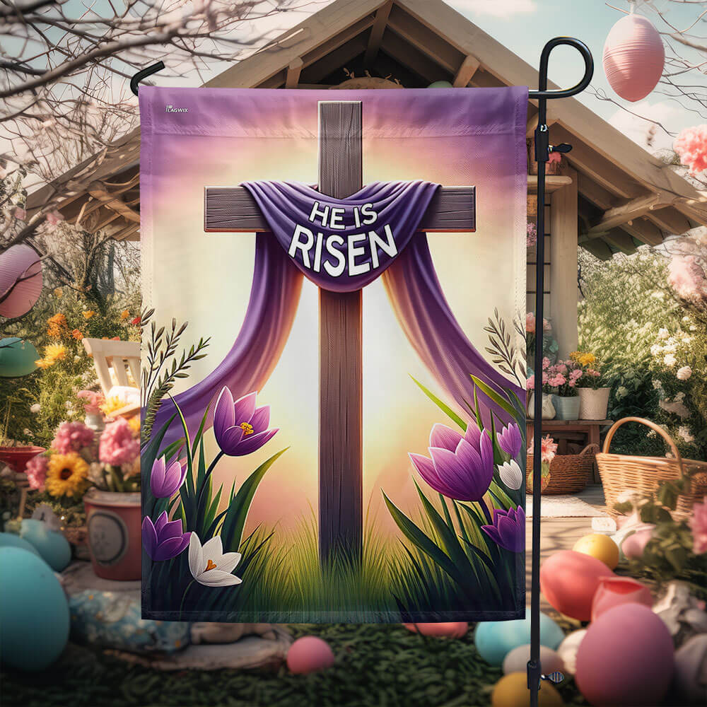 FLAGWIX Jesus Easter Day He Is Risen Christian Cross Flag