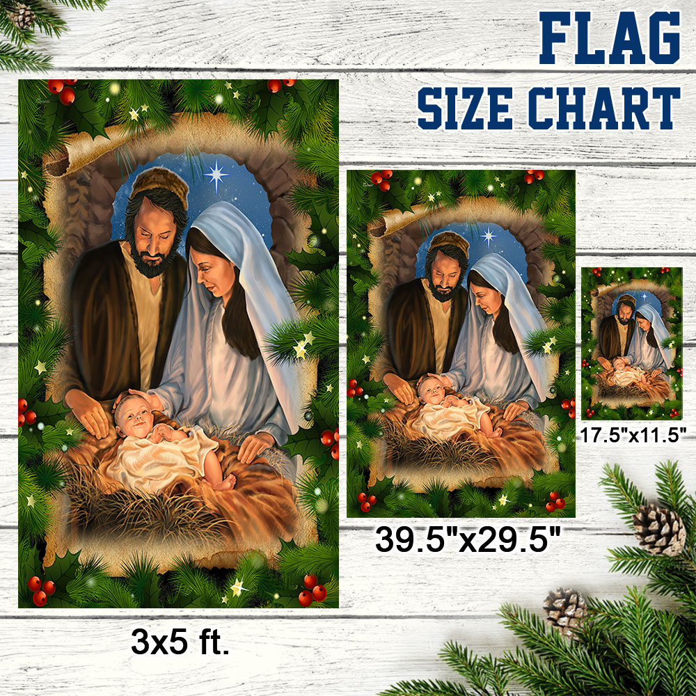 Jesus Is The Reason Christmas Flag Jesus Is Born Nativity Of Jesus TQN521Fv2