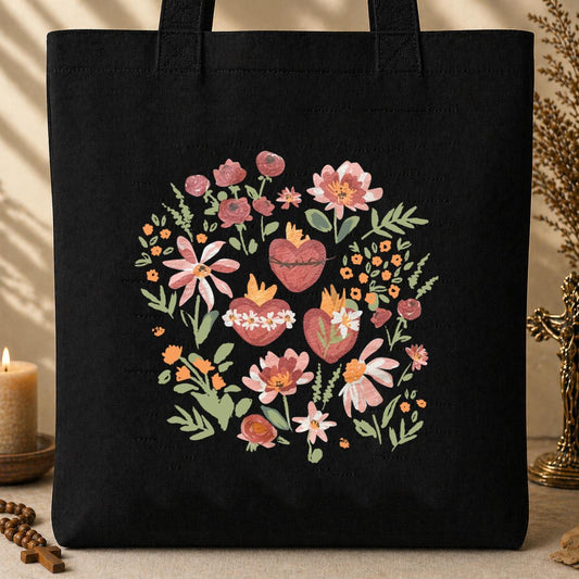 Holy Family Hearts Tote Bag