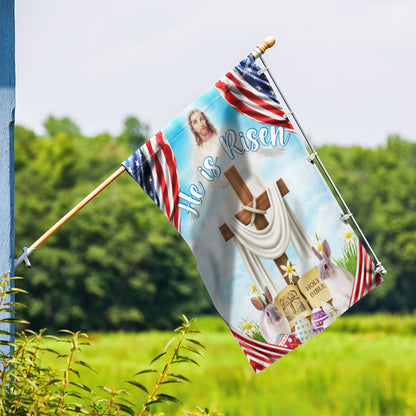 Easter Day Rabbit Flag He Is Risen Jesus Christ Flag