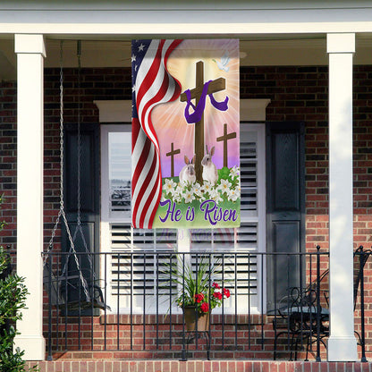 Easter Jesus Cross He Is Risen Flag