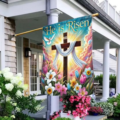 Easter Cross He Is Risen Flag