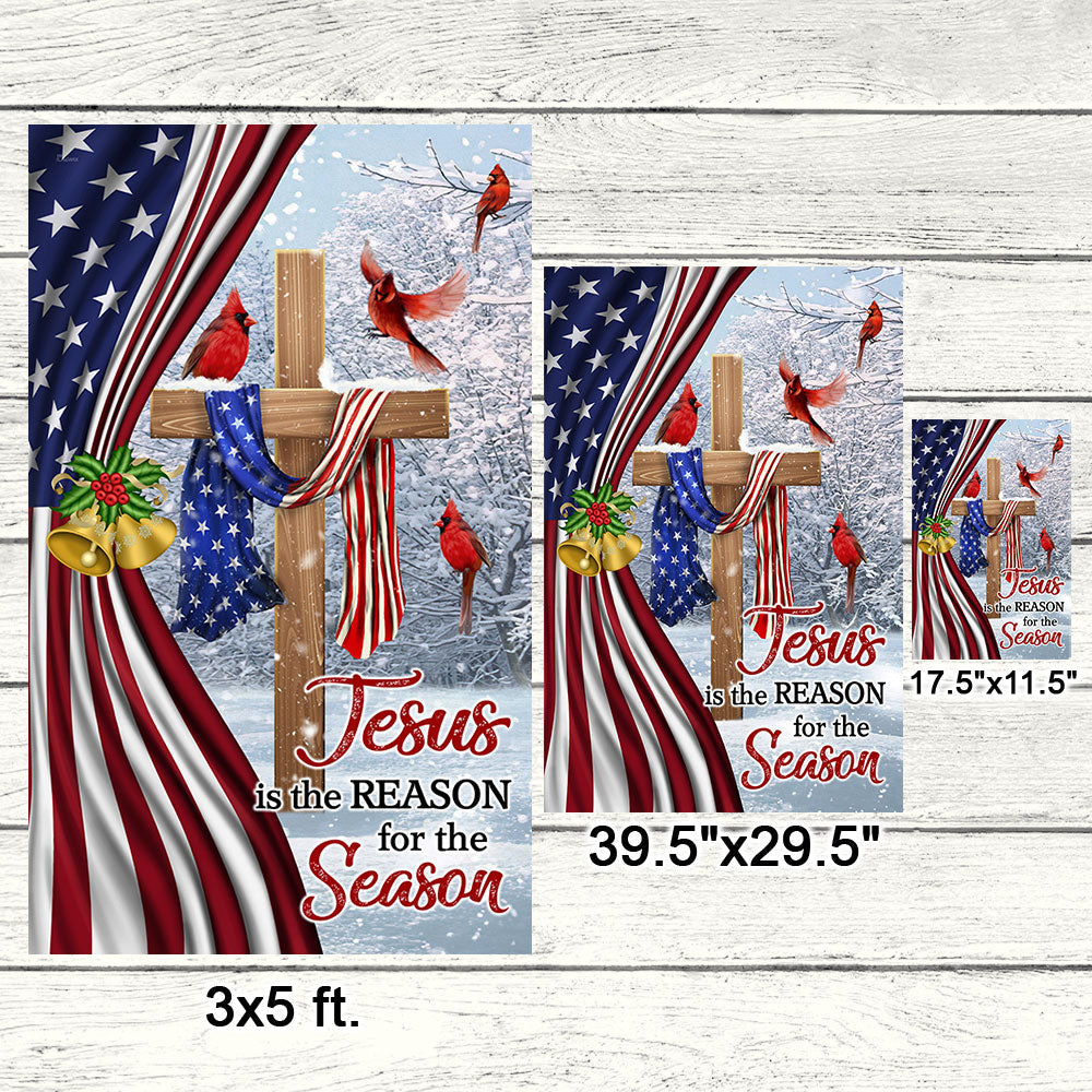 Jesus Christ Cross Flag  Jesus is The Reason for Season Christmas Flag MLN687Fv1
