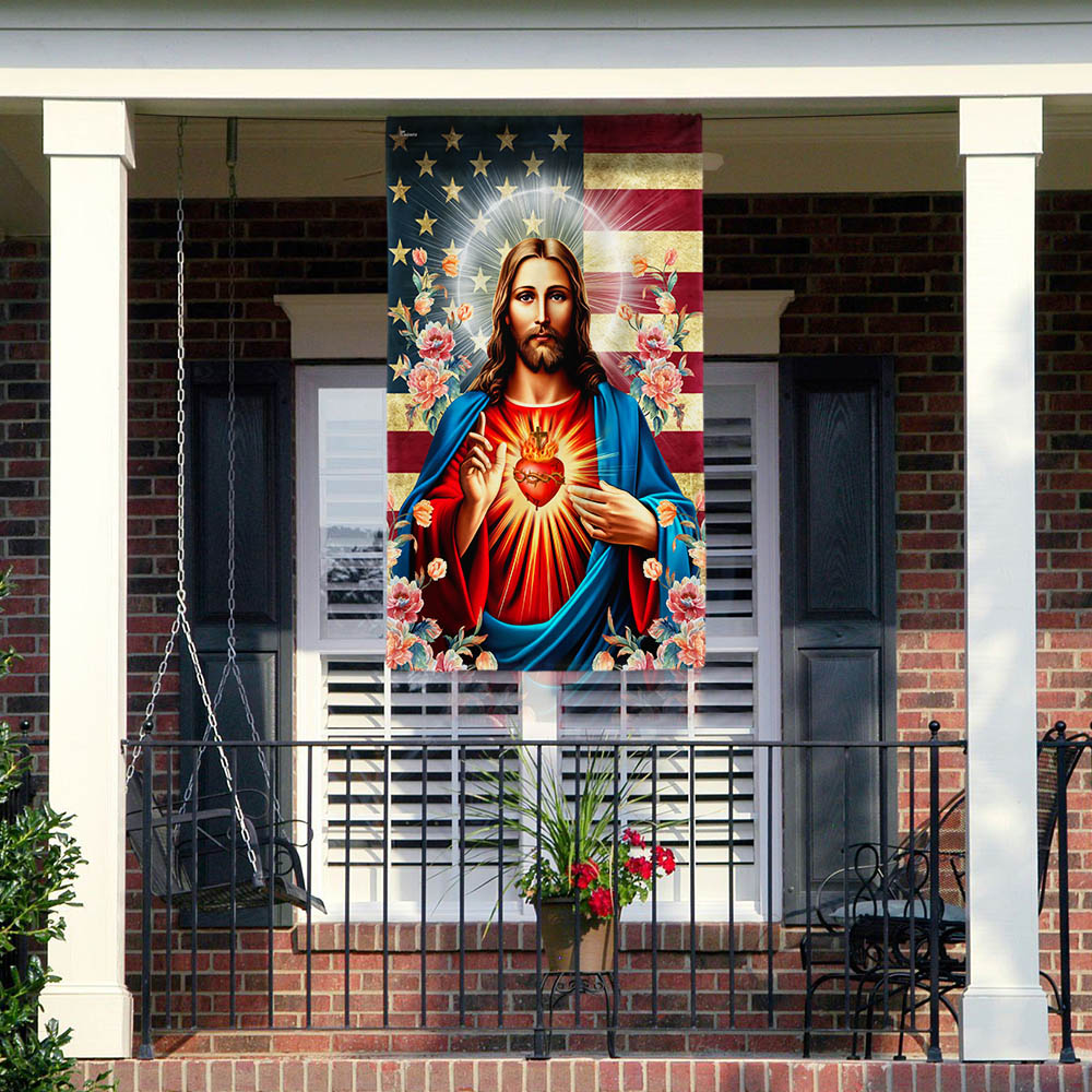 Flagwix American Flag - The Sacred Heart Of Jesus American Flag
