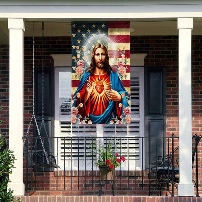 Flagwix American Flag - The Sacred Heart Of Jesus American Flag