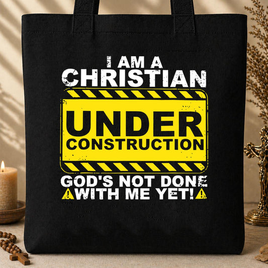I Am A Christian Under Construction God_s Not Done With Me Yet Tote Bag