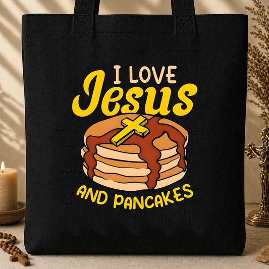 I Love Jesus And Pancakes Tote Bag
