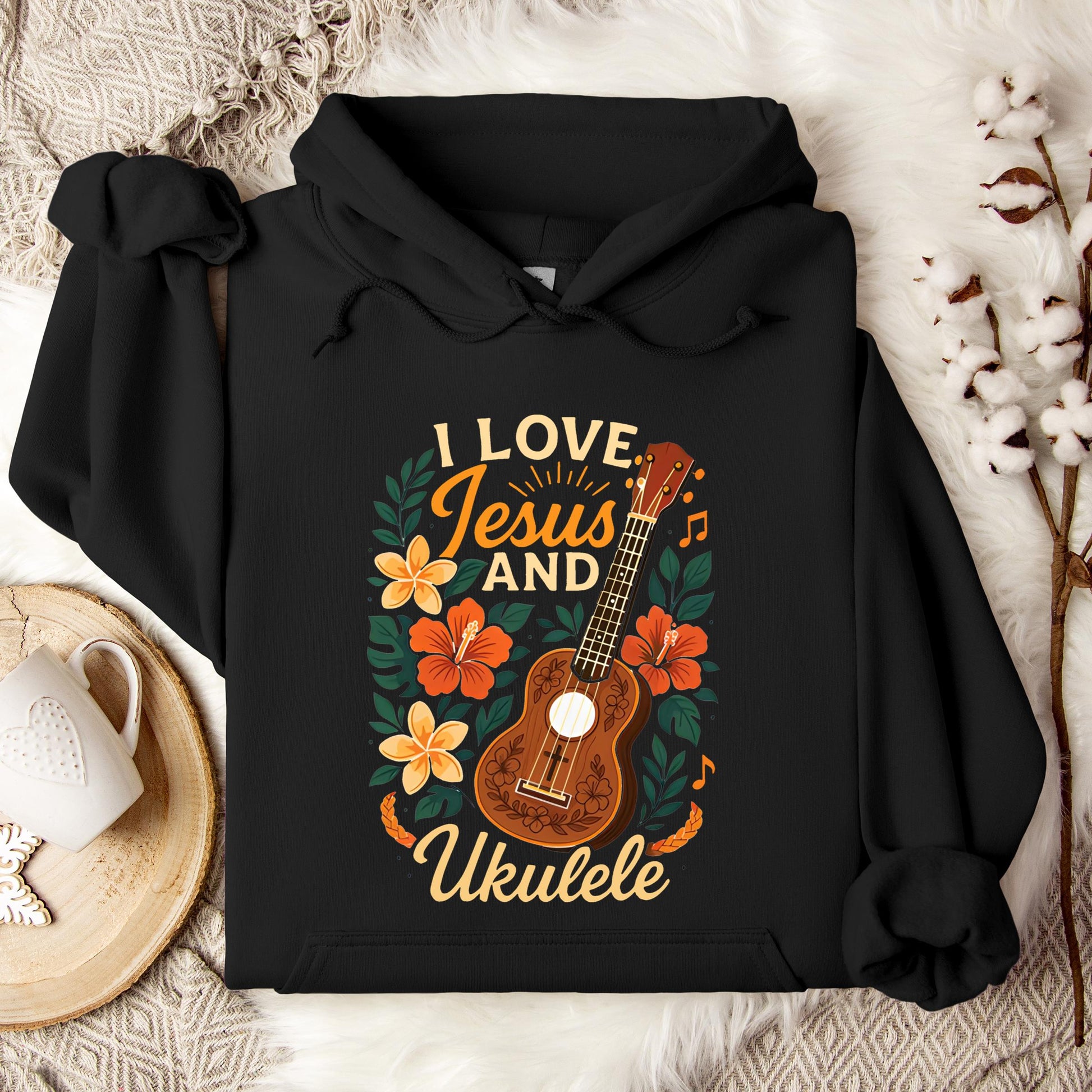 I Love Jesus And Ukulele Hoodie