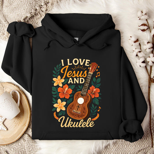 I Love Jesus And Ukulele Hoodie
