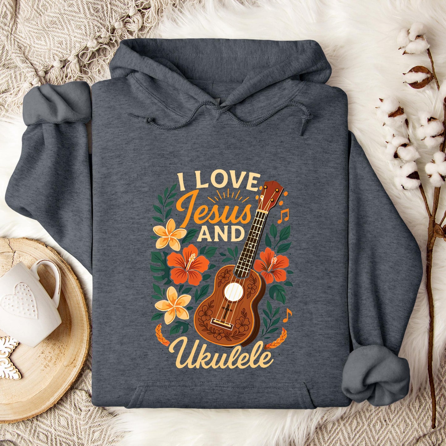 I Love Jesus And Ukulele Hoodie