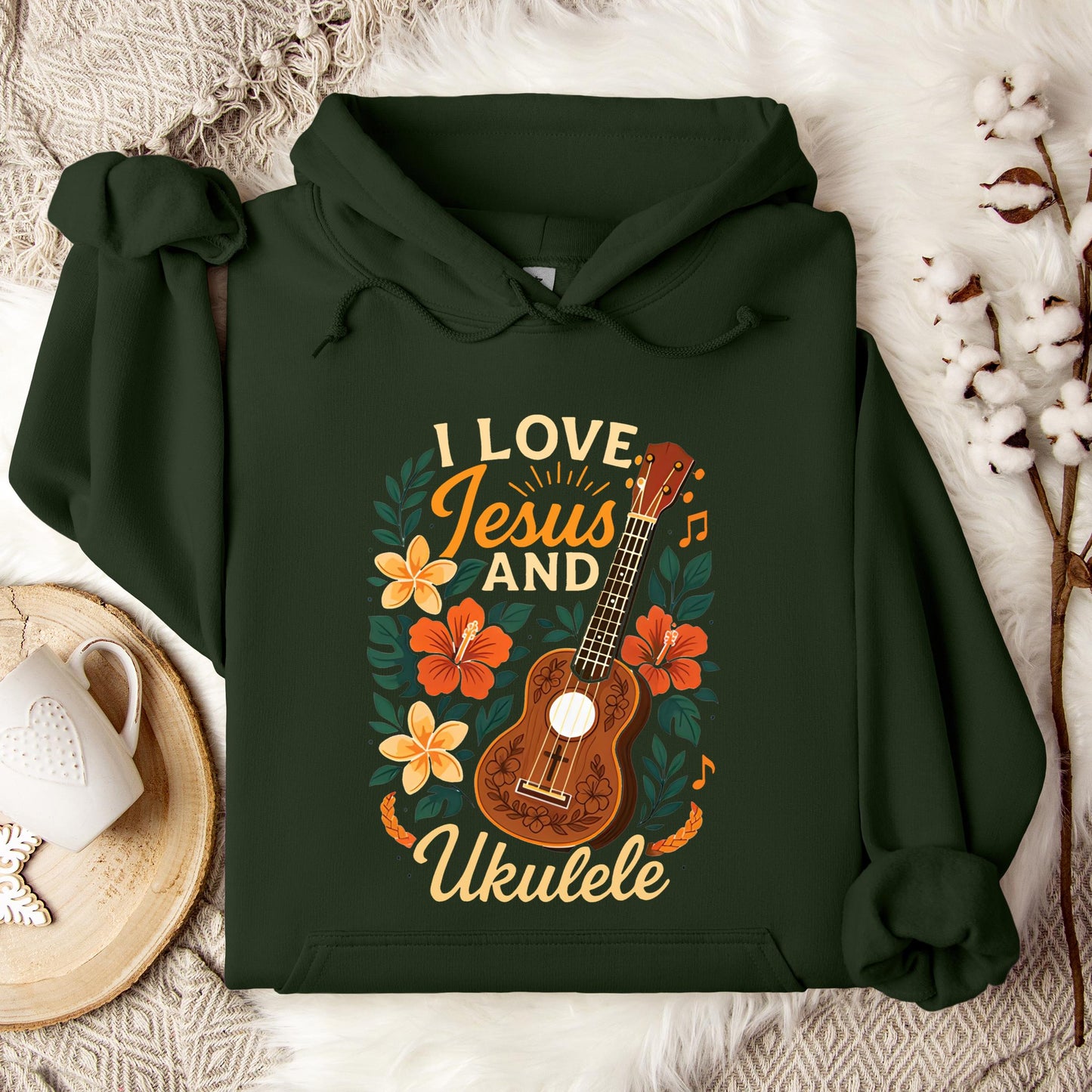 I Love Jesus And Ukulele Hoodie