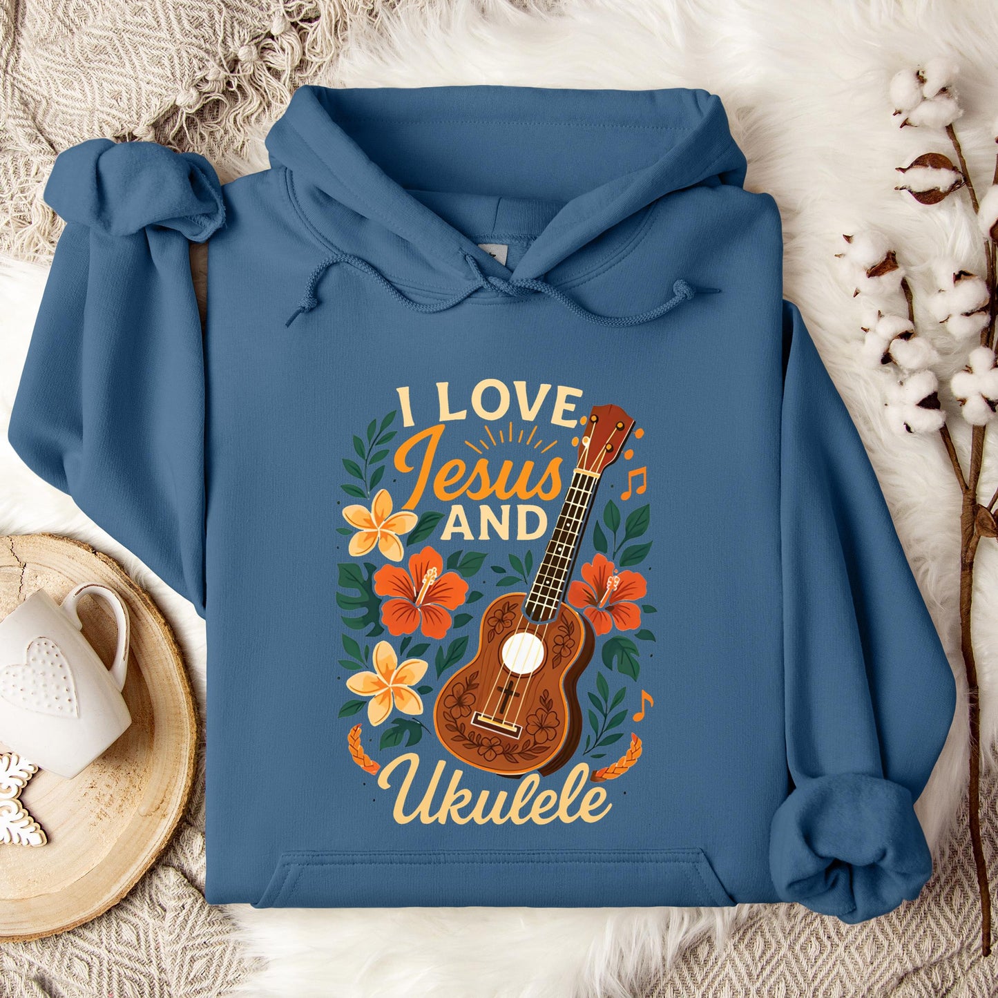 I Love Jesus And Ukulele Hoodie