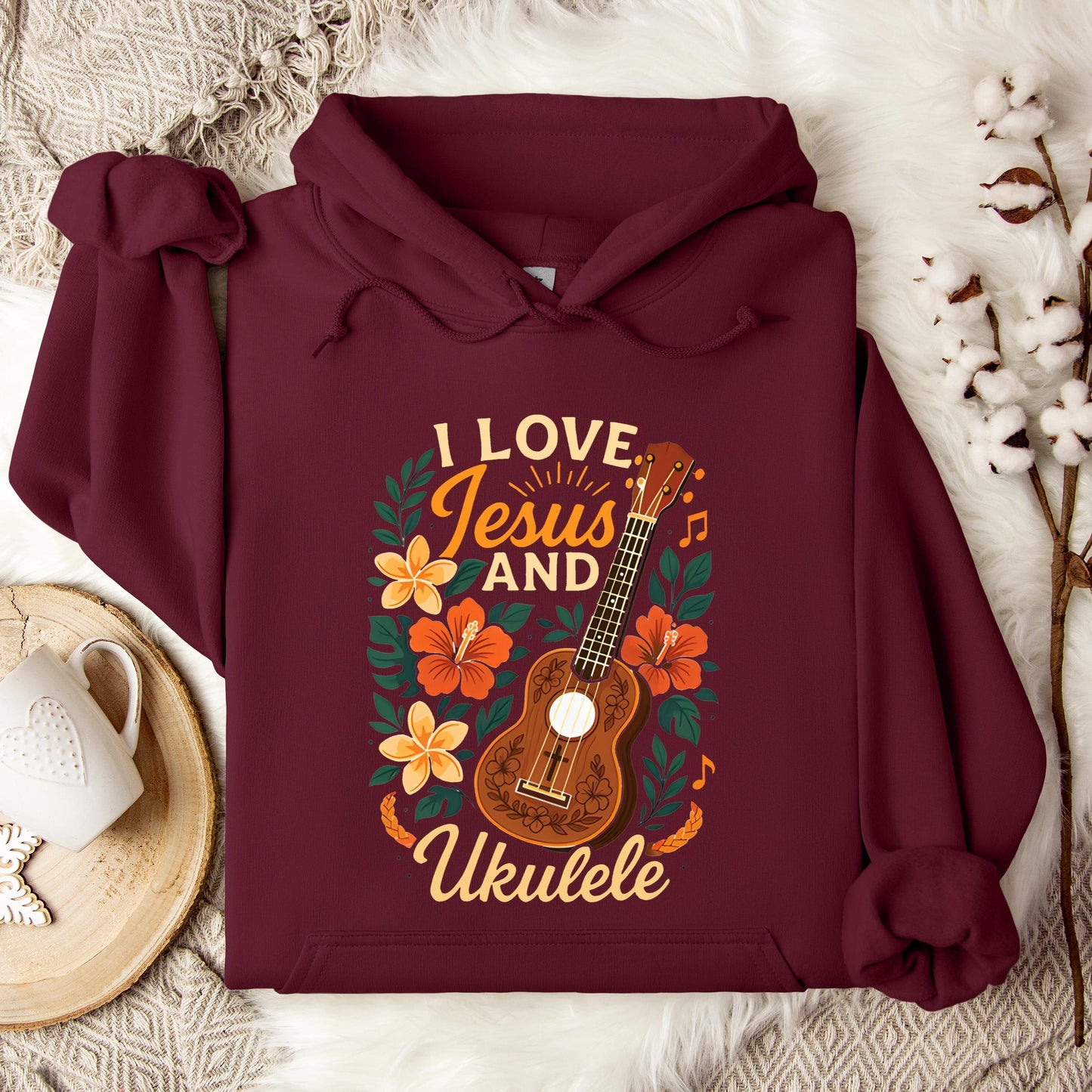 I Love Jesus And Ukulele Hoodie