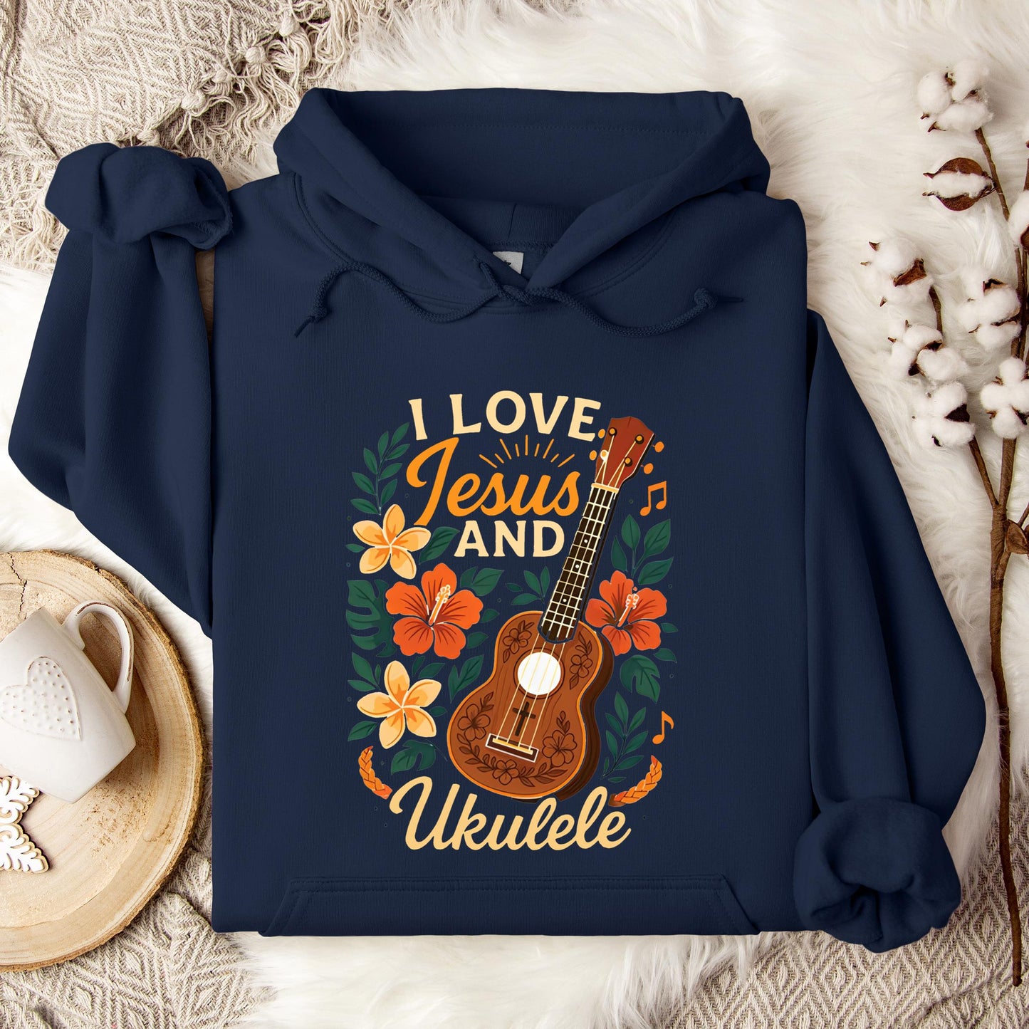 I Love Jesus And Ukulele Hoodie