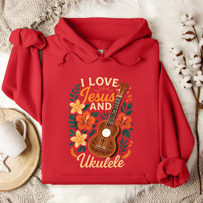 I Love Jesus And Ukulele Hoodie