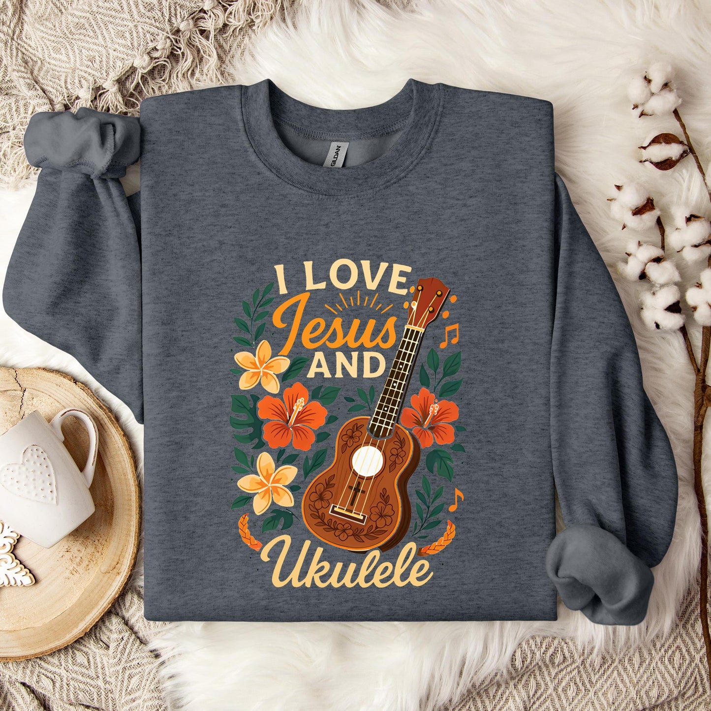 I Love Jesus And Ukulele Sweatshirt