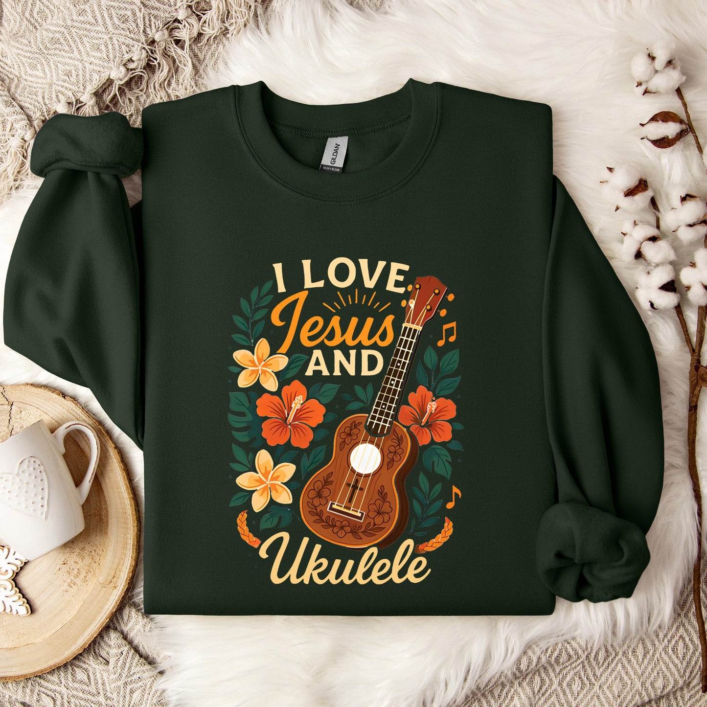 I Love Jesus And Ukulele Sweatshirt